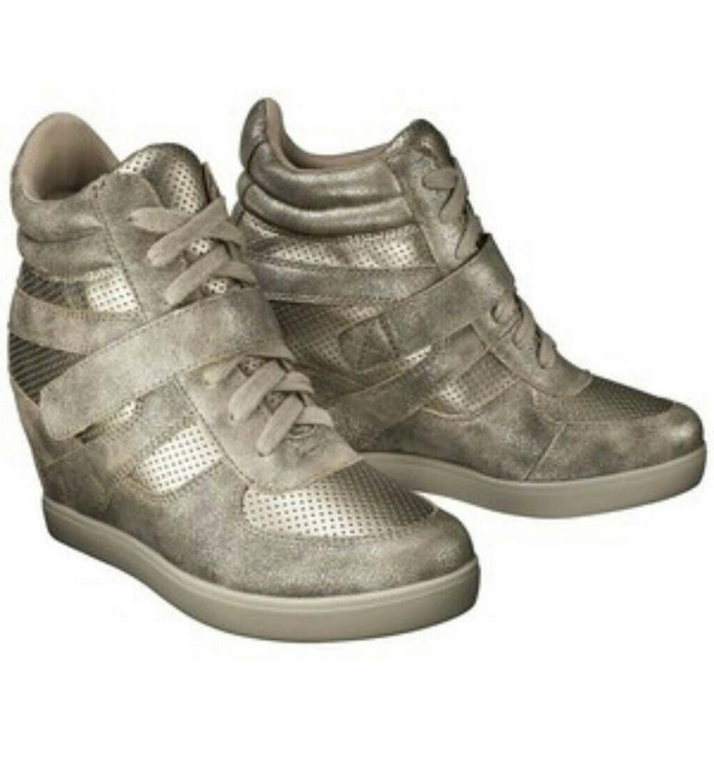Ash Metallic Gold Wedge Sneaker
